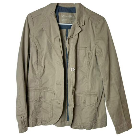 Eddie Bauer Legend wash Stretch Women's Field Coat Blazer Jacket Tan Size 8 - Picture 1 of 6
